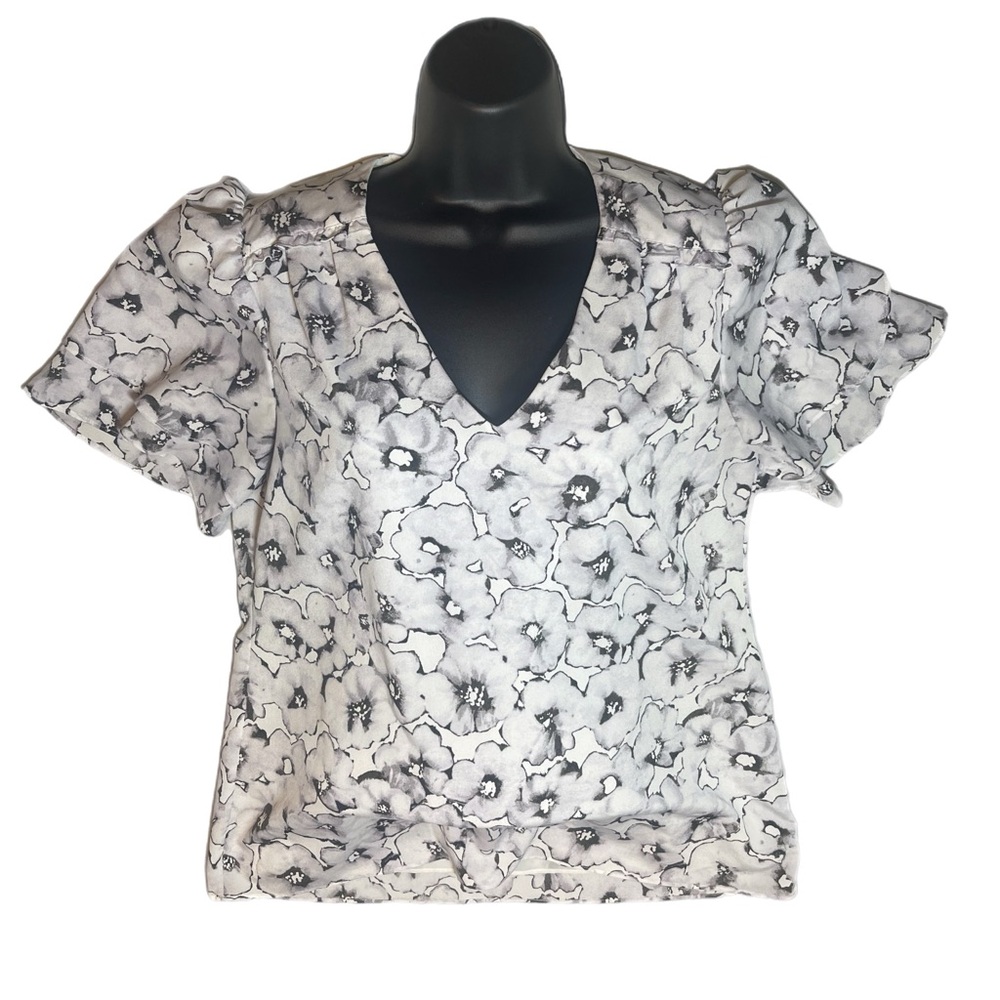 Floral Black White Banana Republic Blouse
